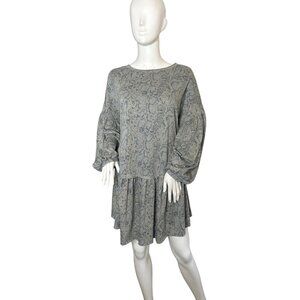 KARLIE WOMEN'S GRAY SNAKESKIN PATTERN BABYDOLL DRESS SZ M